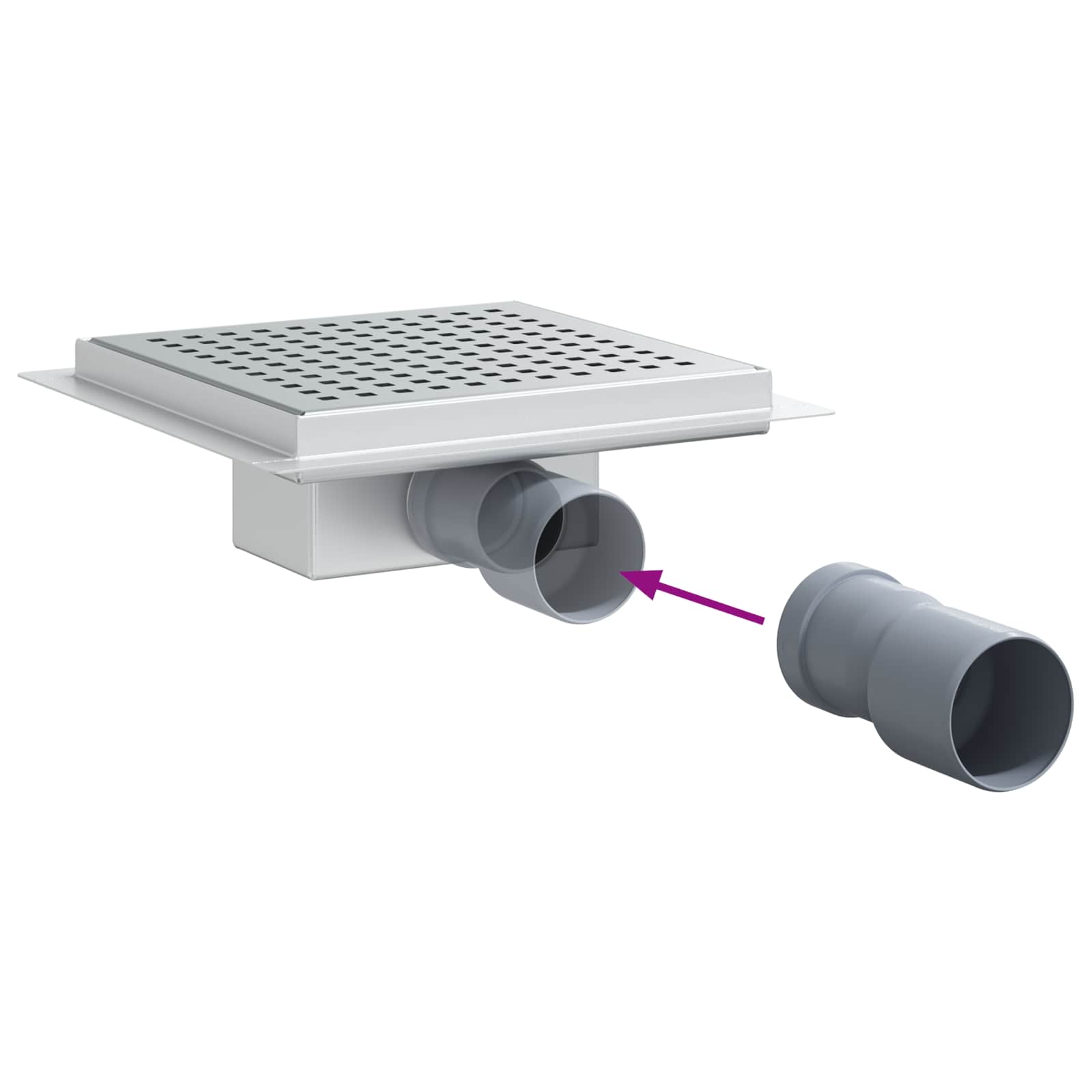 2 az 1-ben zuhanylefolyó ezüst 20 x 20 cm rozsdamentes acél 304