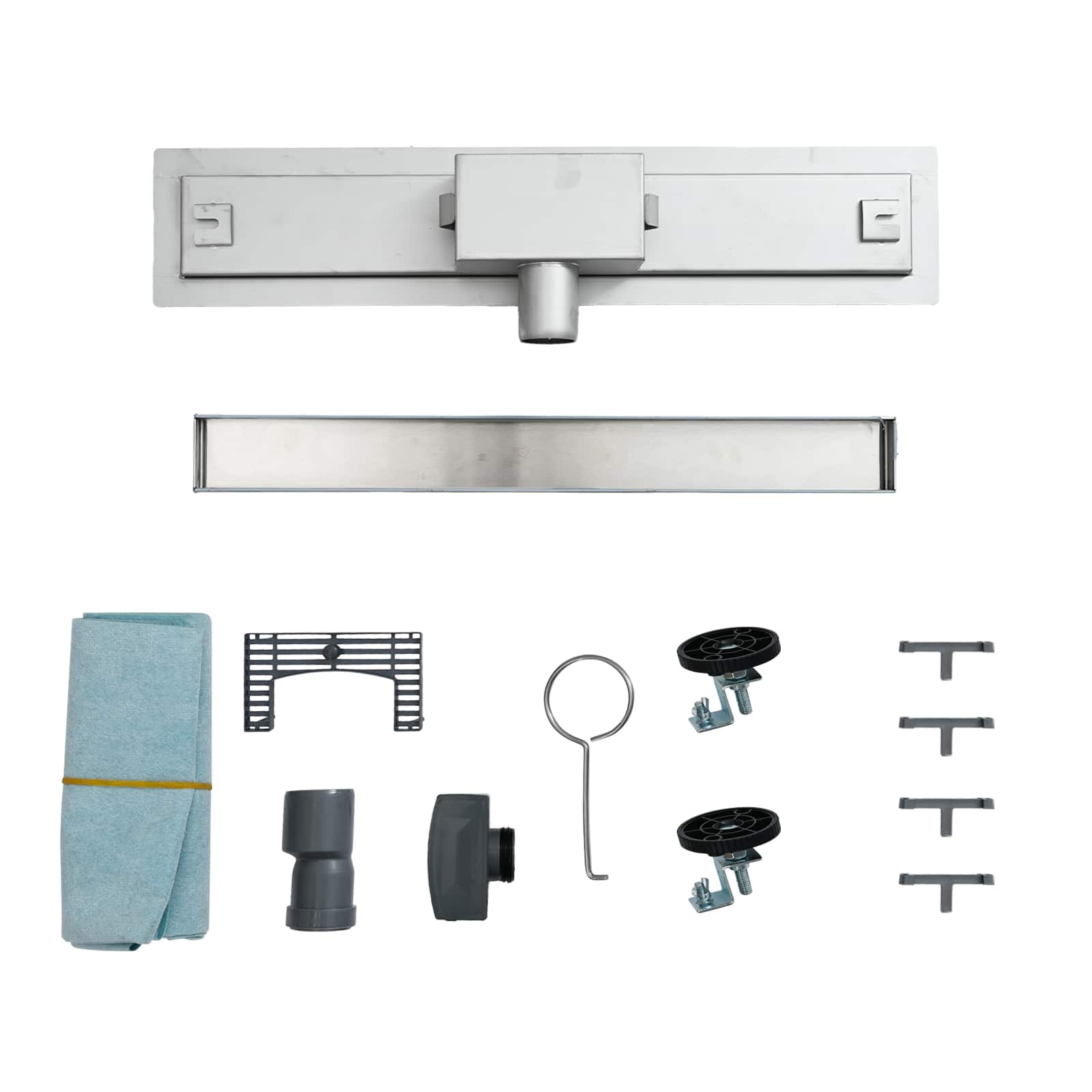 Zuhanylefolyó üvegfedéllel ezüst 90 cm rozsdamentes acél 304