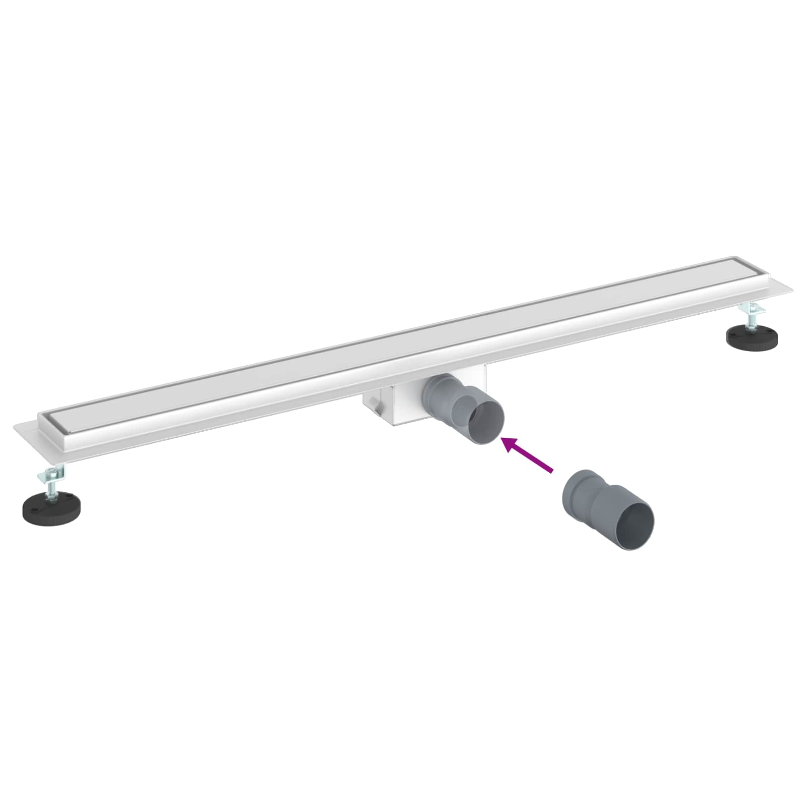 Zuhanylefolyó üvegfedéllel ezüst 90 cm rozsdamentes acél 304