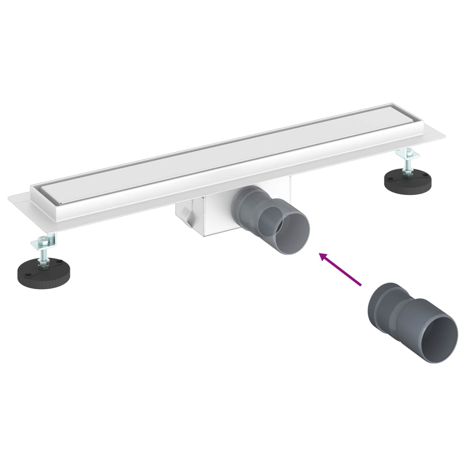Zuhanylefolyó üvegfedéllel ezüst 60 cm rozsdamentes acél 304