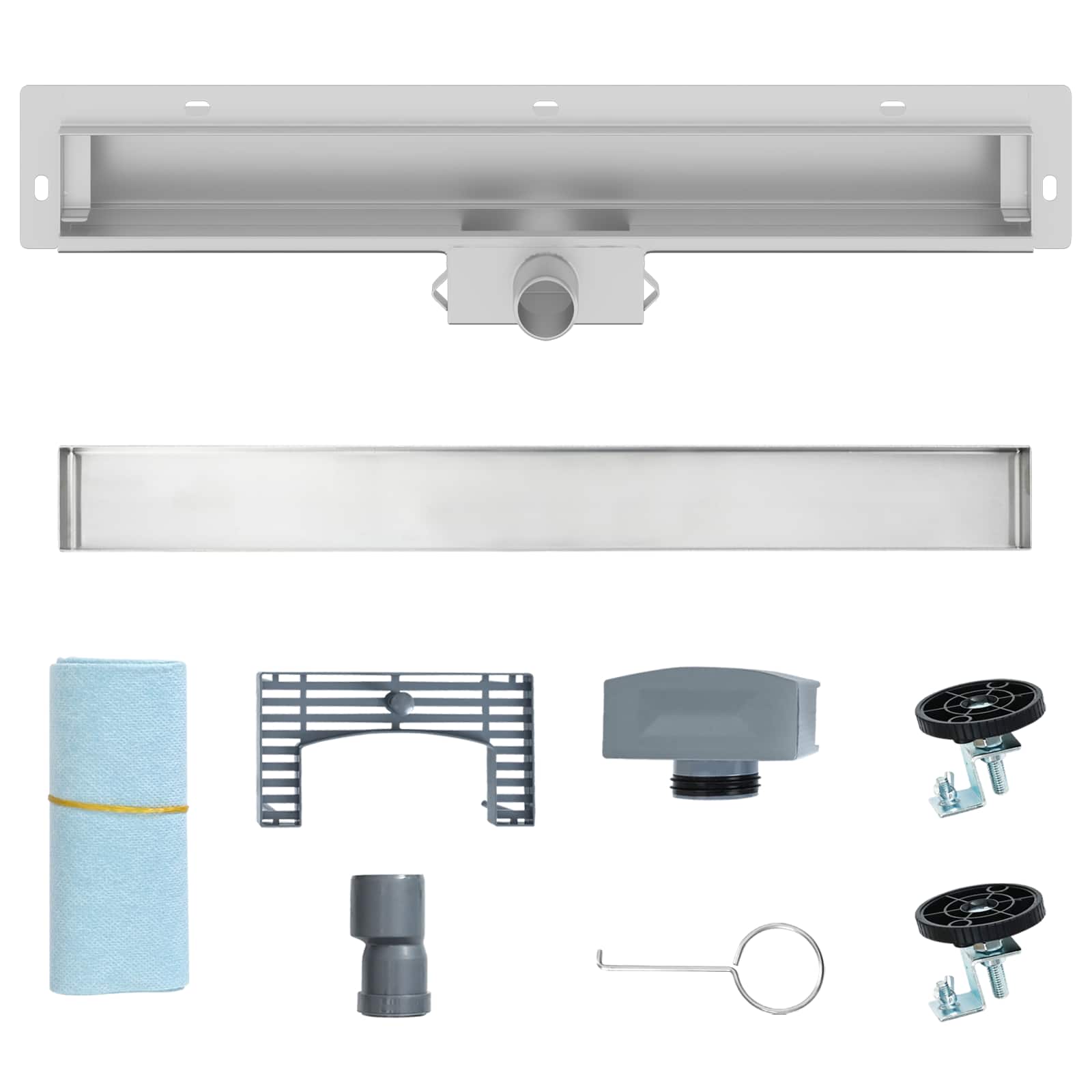 Falon rögzített zuhanylefolyó ezüst 60 cm rozsdamentes acél 304