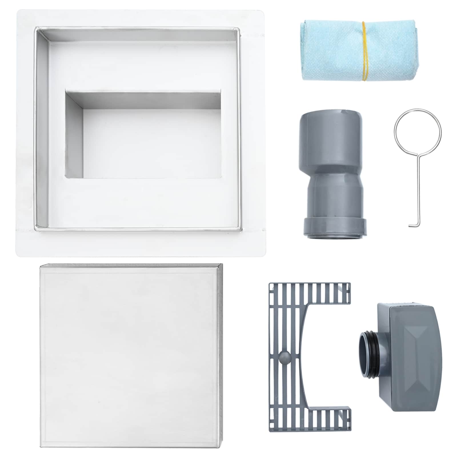 2 az 1-ben zuhanylefolyó ezüst 20 x 20 cm rozsdamentes acél 304