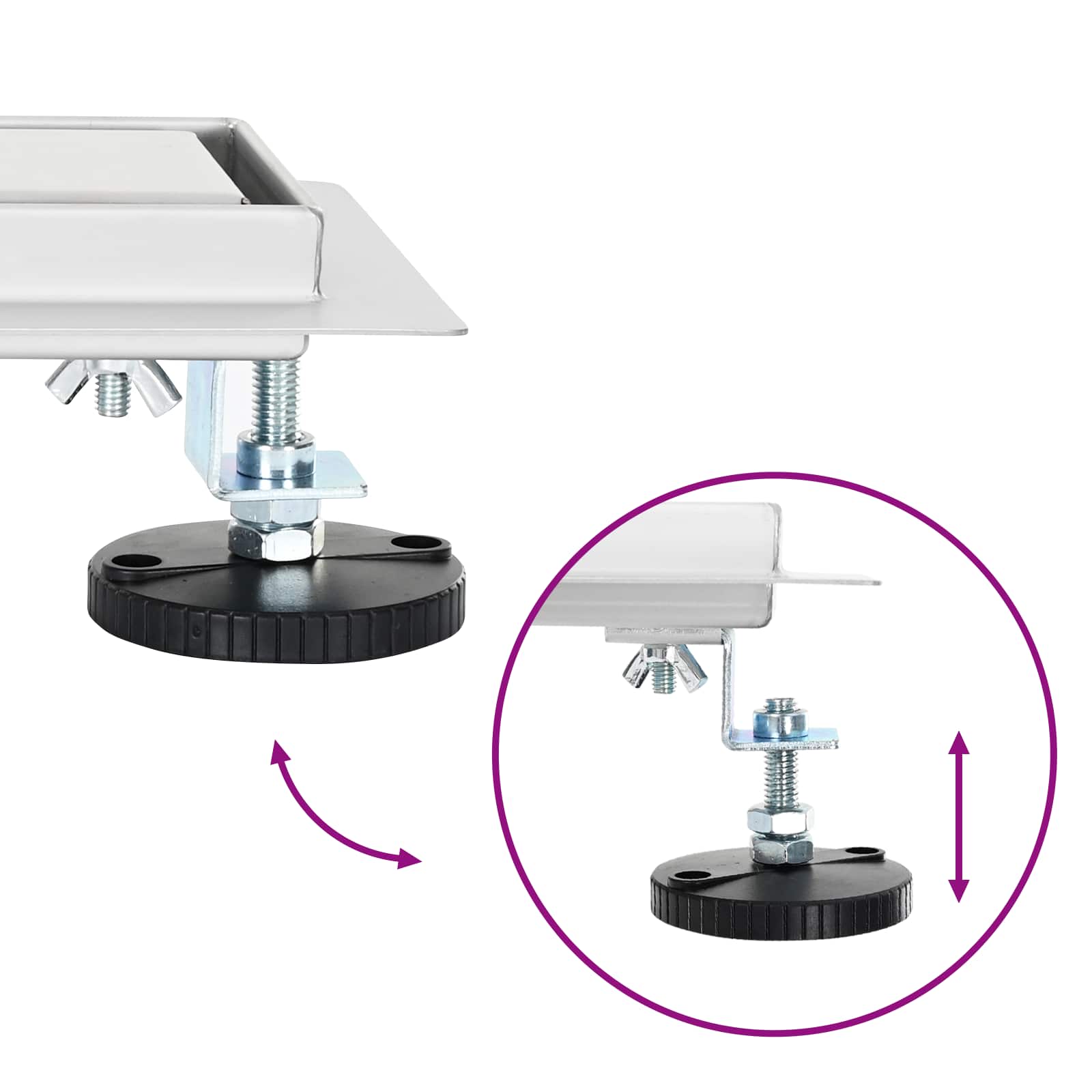 Zuhanylefolyó üvegfedéllel ezüst 80 cm rozsdamentes acél 304
