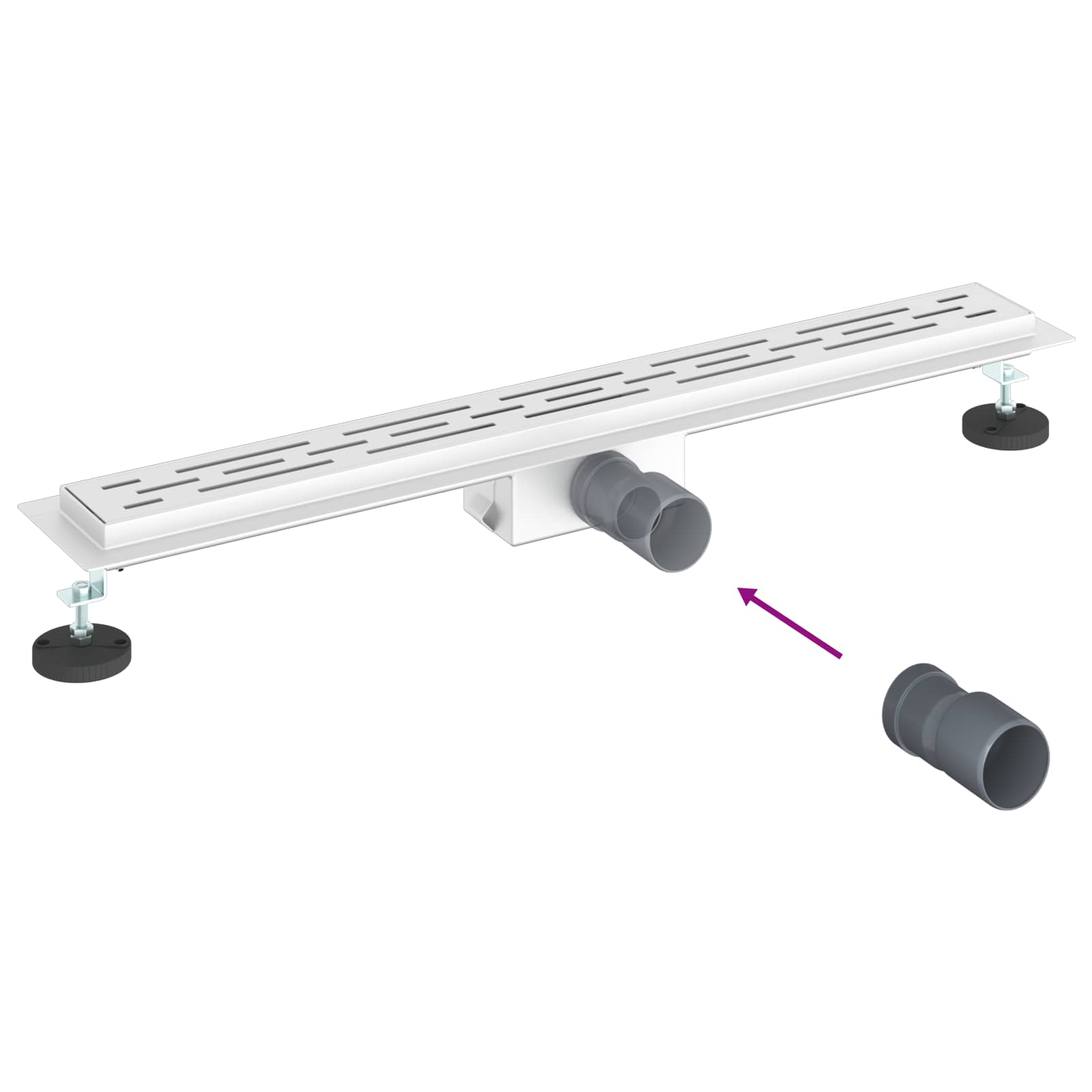 Zuhanylefolyó üvegfedéllel ezüst 80 cm rozsdamentes acél 304