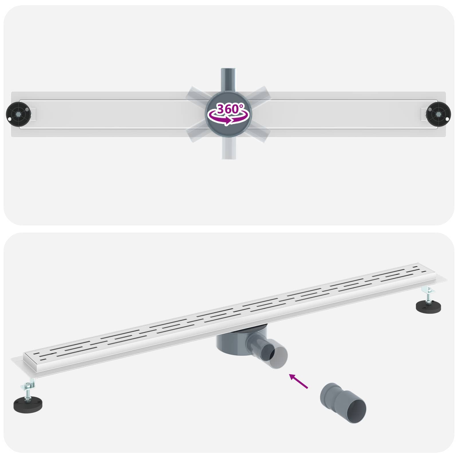 362 fok zuhany lefolyó vonal dizájnnal ezüst 100 cm