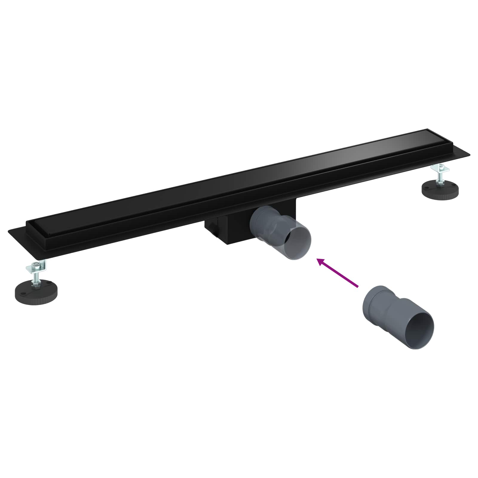 2 az 1-ben zuhanylefolyó fekete 80 cm rozsdamentes acél 304