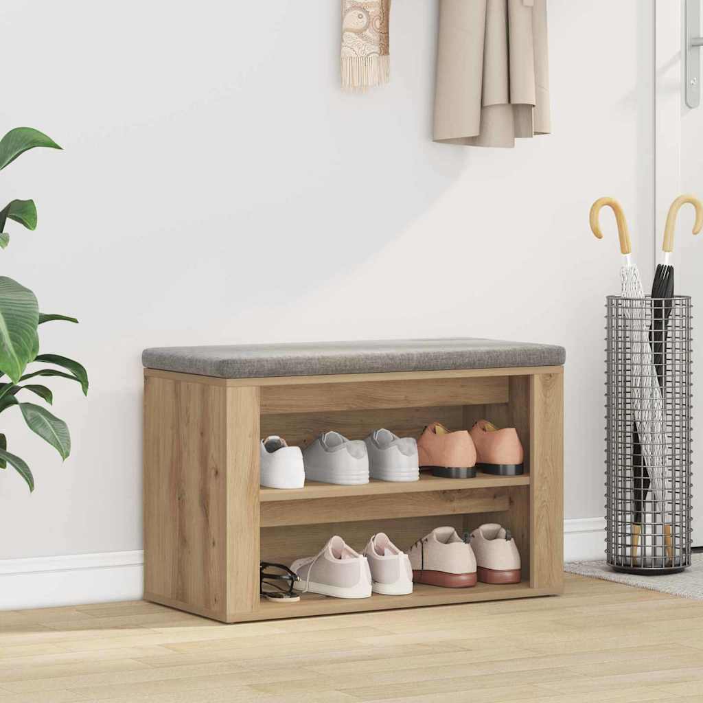 Cipőtartó polcokkal kézműves tölgy 75 x 35 x 45 cm faanyag