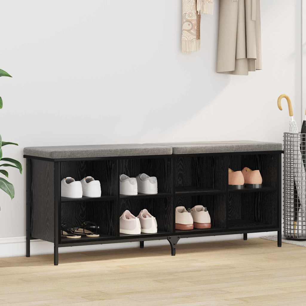 Cipőszekrény fekete tölgy 131 x 35 x 50 cm műszaki fa és vas