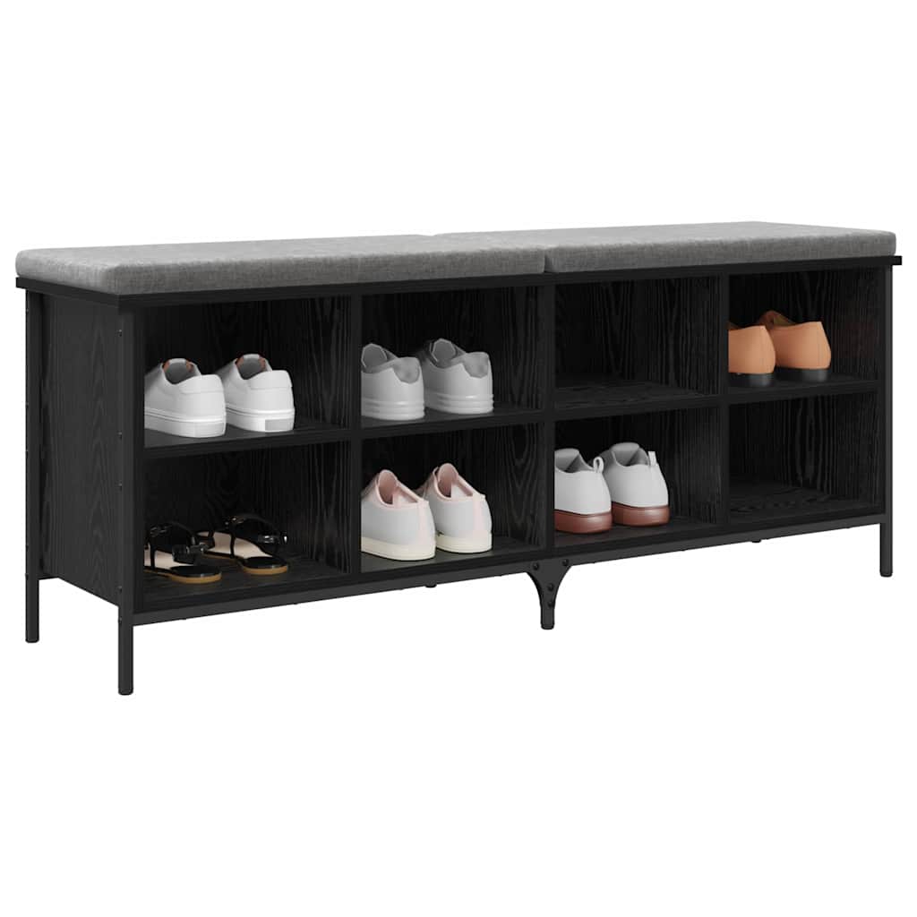Cipőszekrény fekete tölgy 131 x 35 x 50 cm műszaki fa és vas