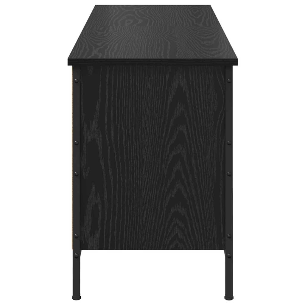 Cipőszekrény fekete tölgy 131 x 35 x 50 cm műszaki fa és vas