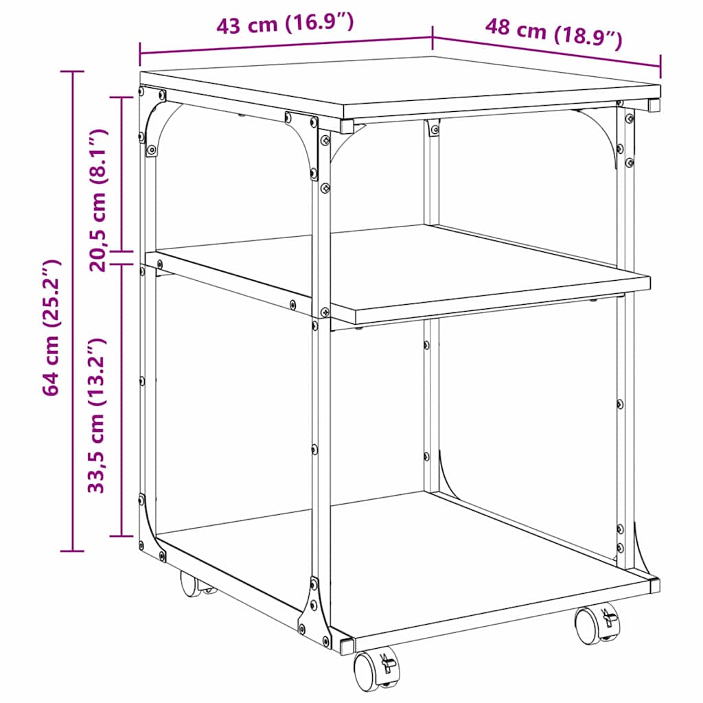 Nyomtatóállvány artisan tölgy 43 x 48 x 64 cm faanyag