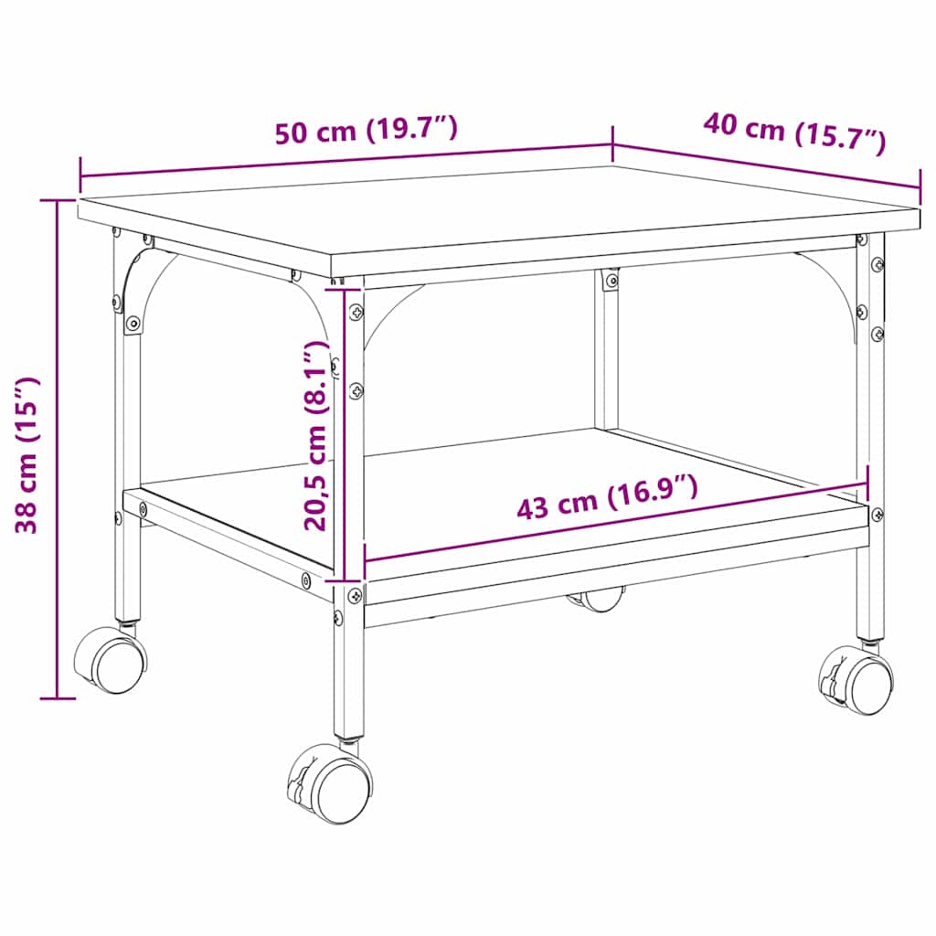 Nyomtatóállvány artisan tölgy 50 x 40 x 38 cm faanyag