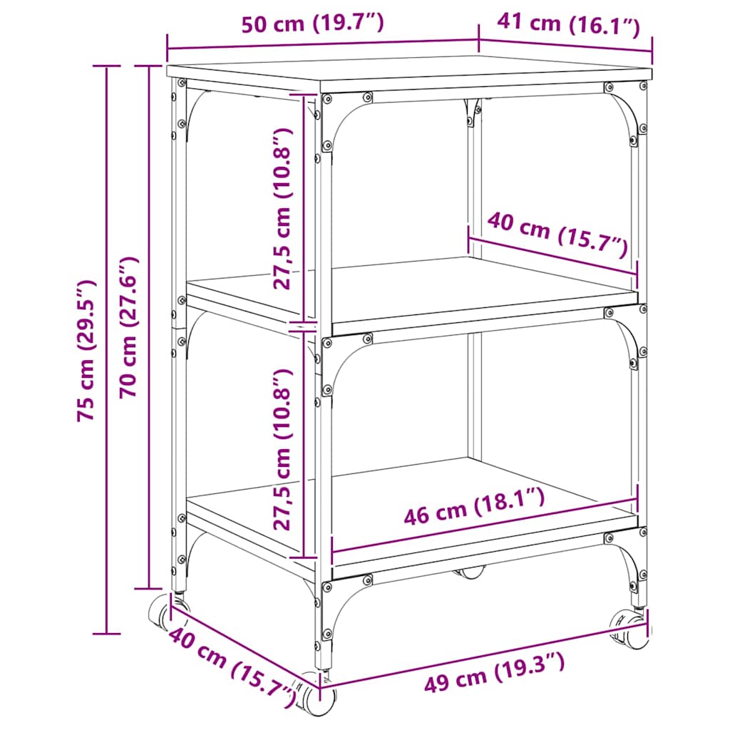 Nyomtatóállvány öreg fa 50 x 41 x 75 cm faanyag