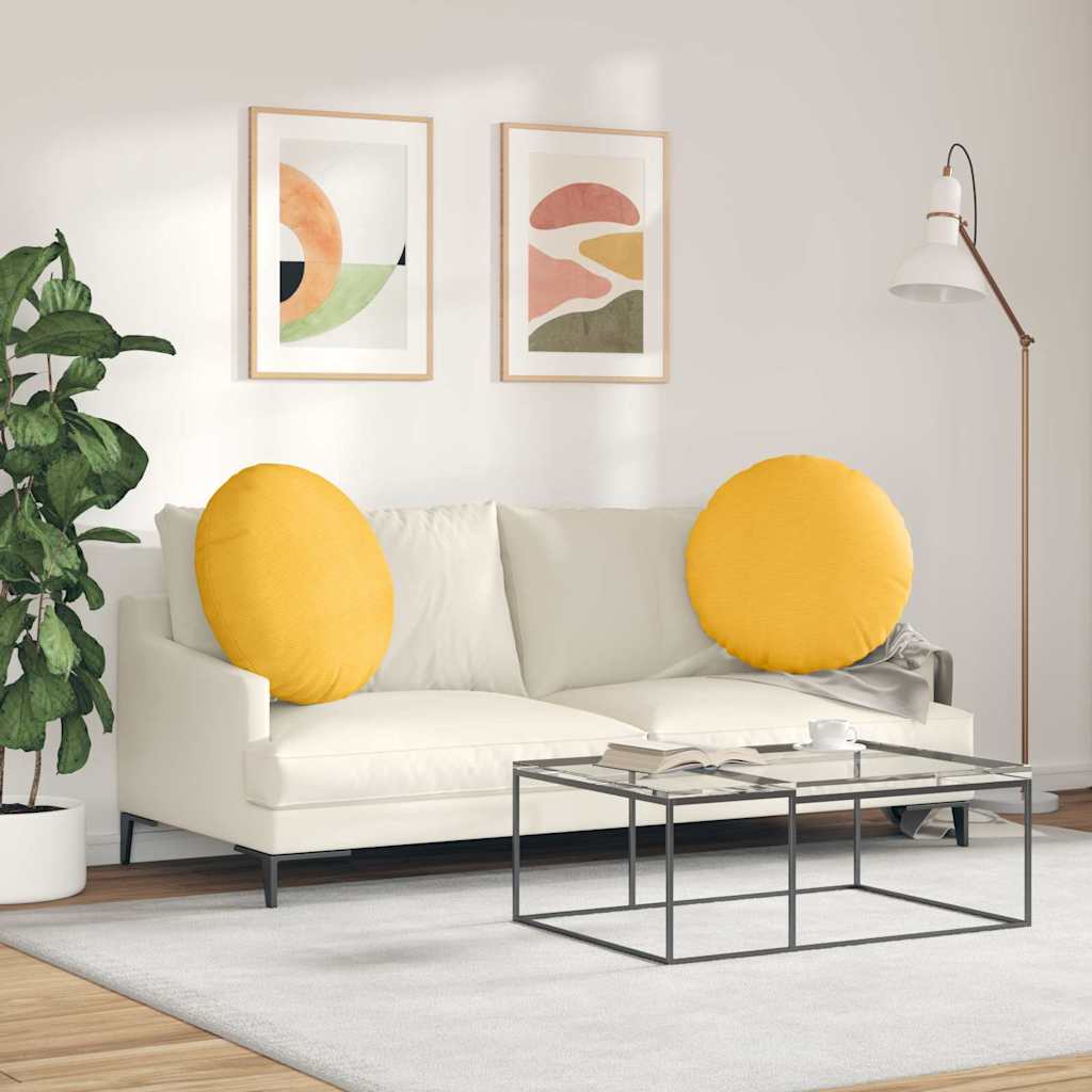 Ülőpárnák 2 pcs világos sárga ø60 x 21 cm bársonyos szövet
