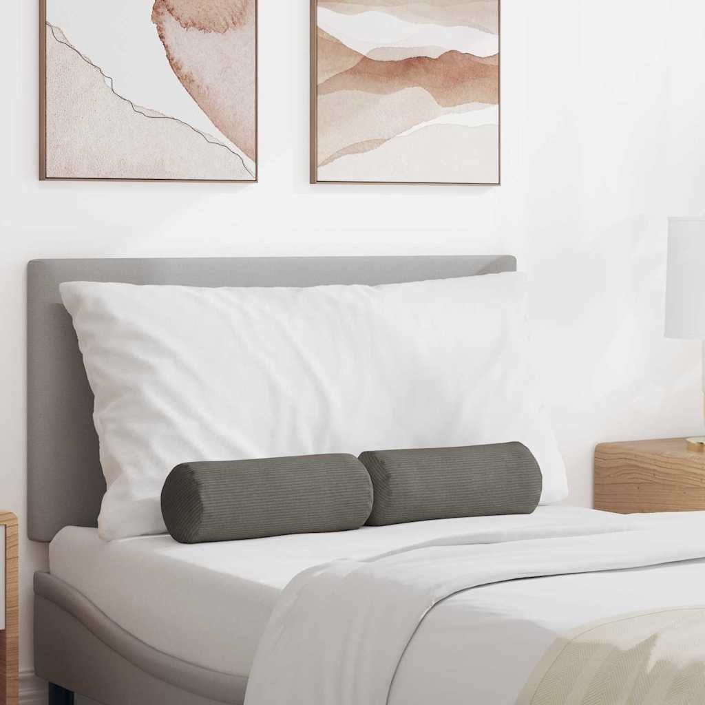 Hengerpárnák 2 pcs világosszürke ø 15 x 40 cm bársonyos szövet