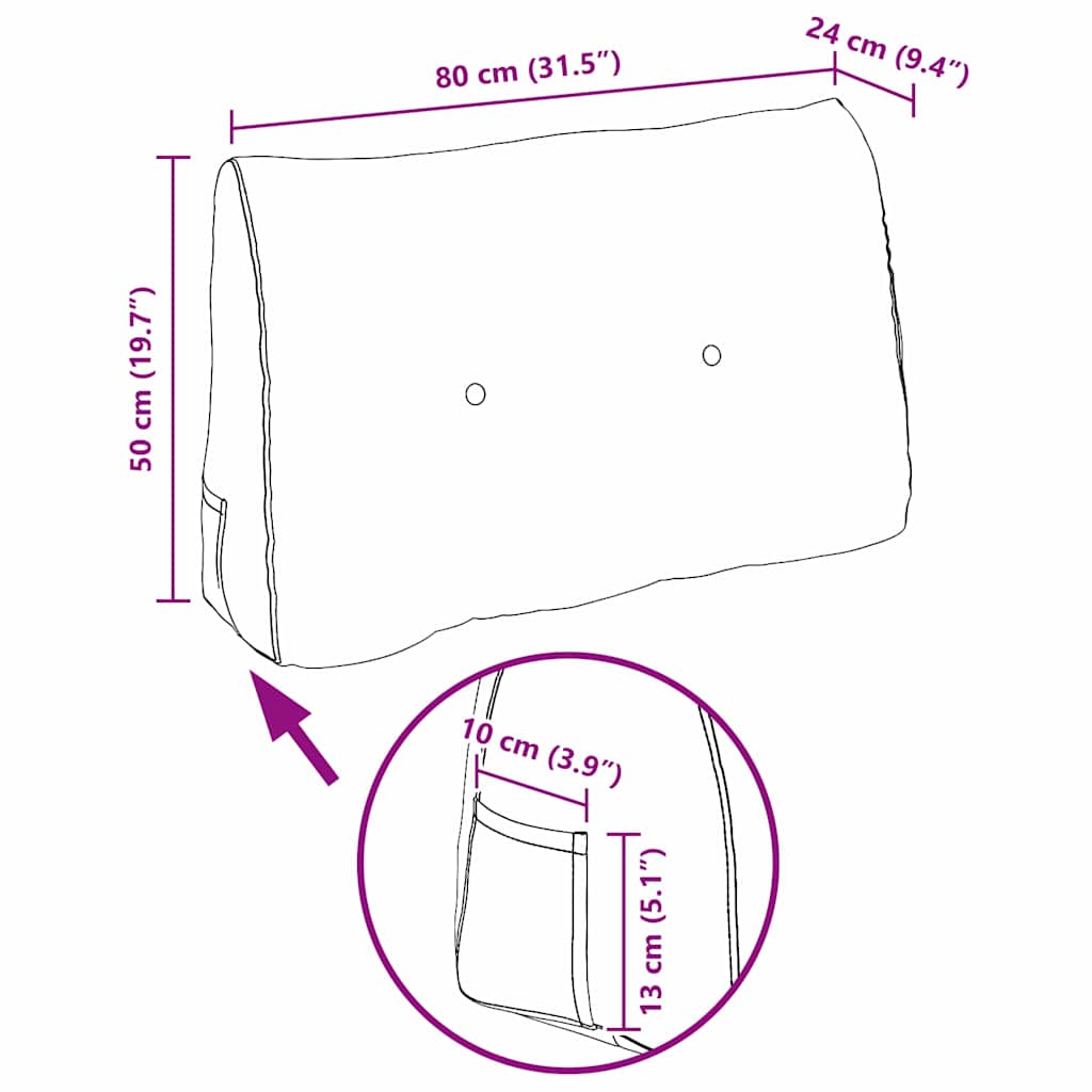 Hátpárna rózsaszín 80 x 24 x 50 cm szövet