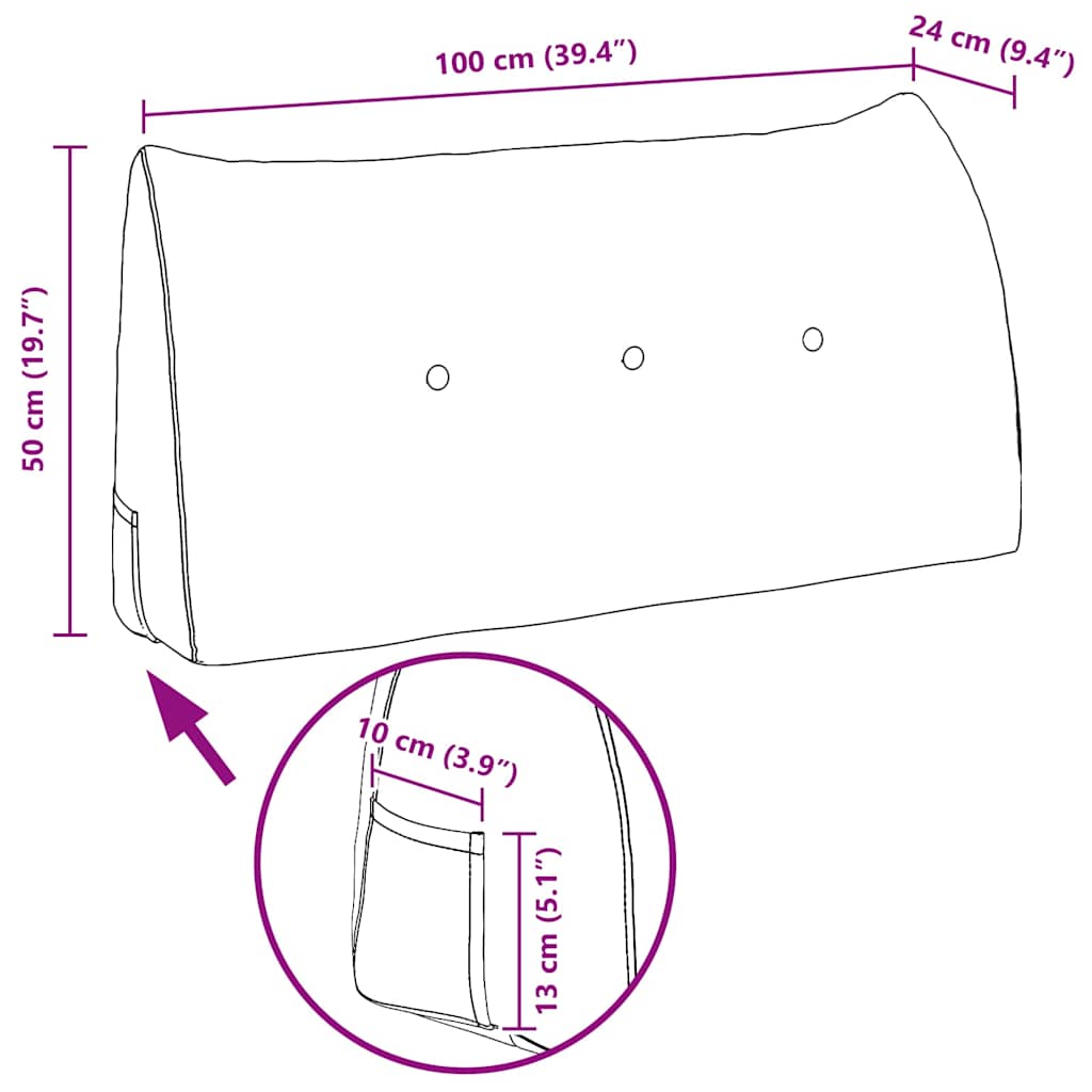Hátpárna sötétszürke 100 x 24 x 50 cm bársony