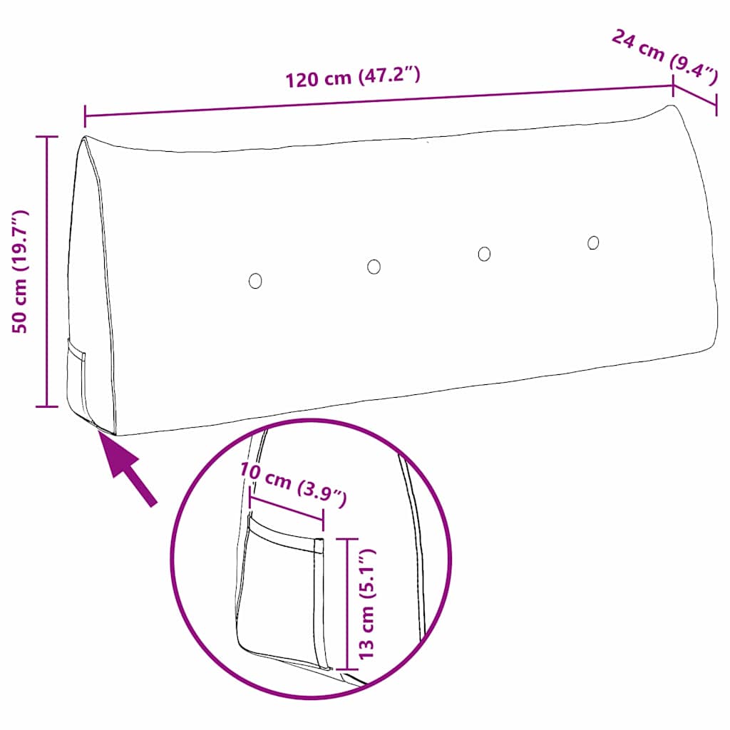 Hátpárna piros 120 x 24 x 50 cm szövet