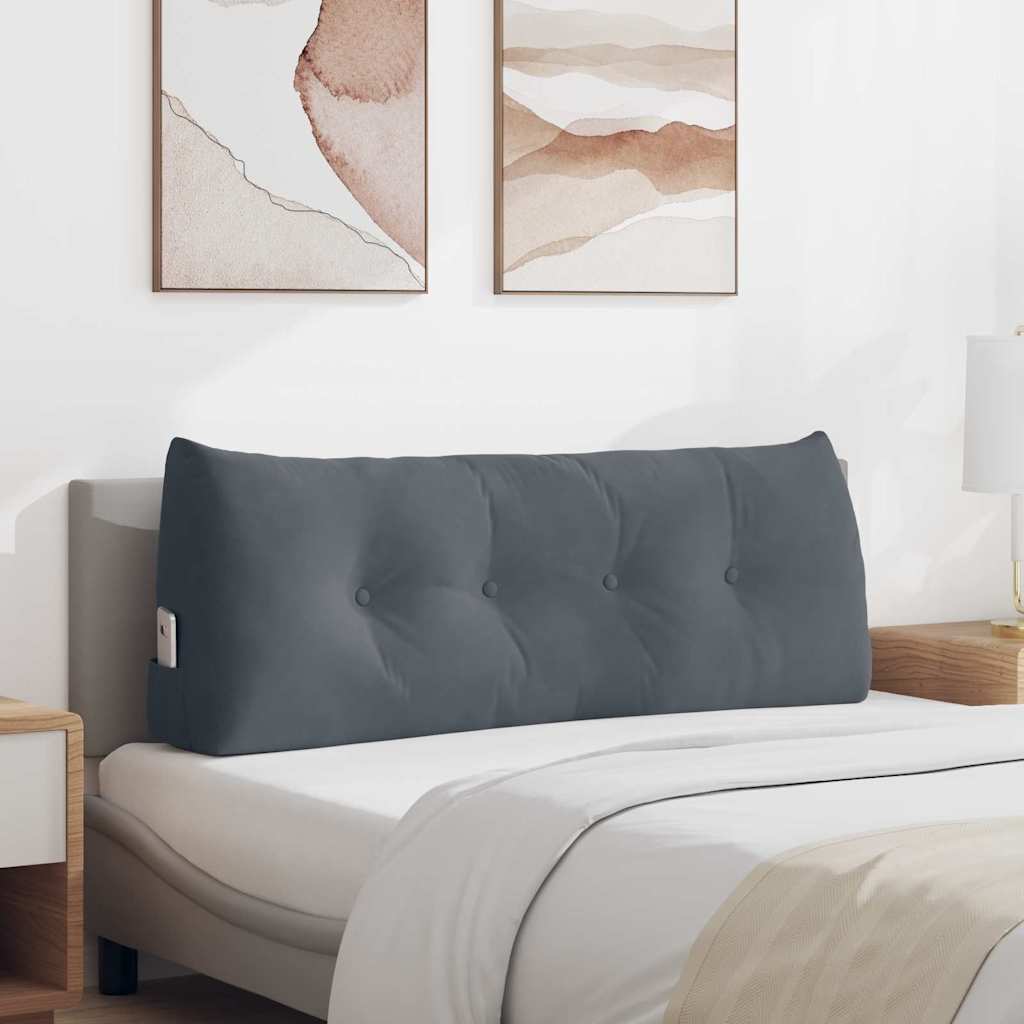 Hátpárna sötétszürke 120 x 24 x 50 cm bársony