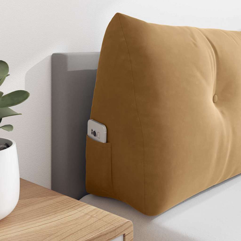 Hátpárna barna 120 x 24 x 50 cm bársony