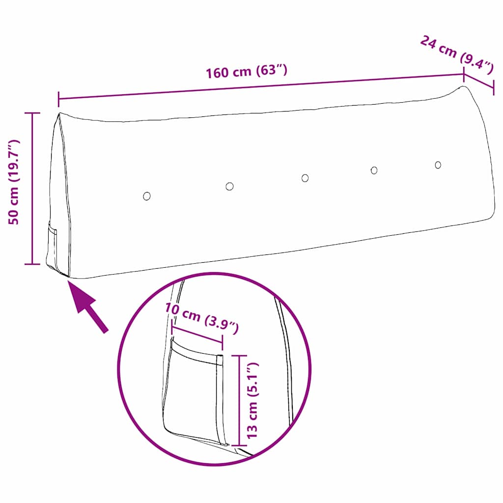 Hátpárna rózsaszín 160 x 24 x 50 cm szövet