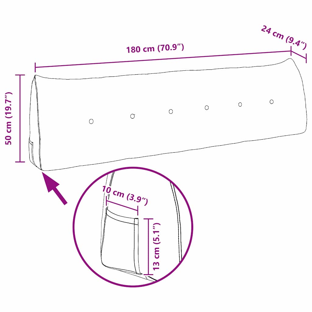 Hátpárna piros 180 x 24 x 50 cm szövet