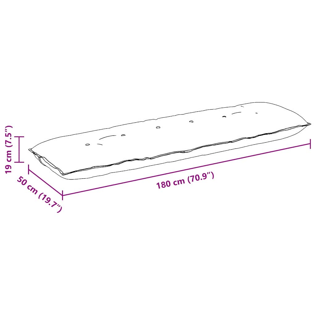 Hátpárna barna 180 x 19 x 50 cm szövet