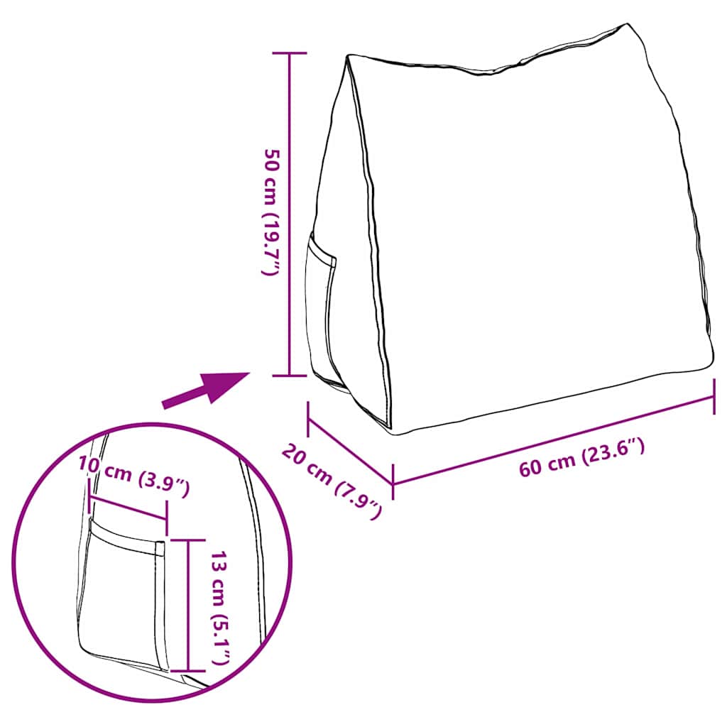 Hátpárna sötétszürke 60 x 20 x 50 cm szövet