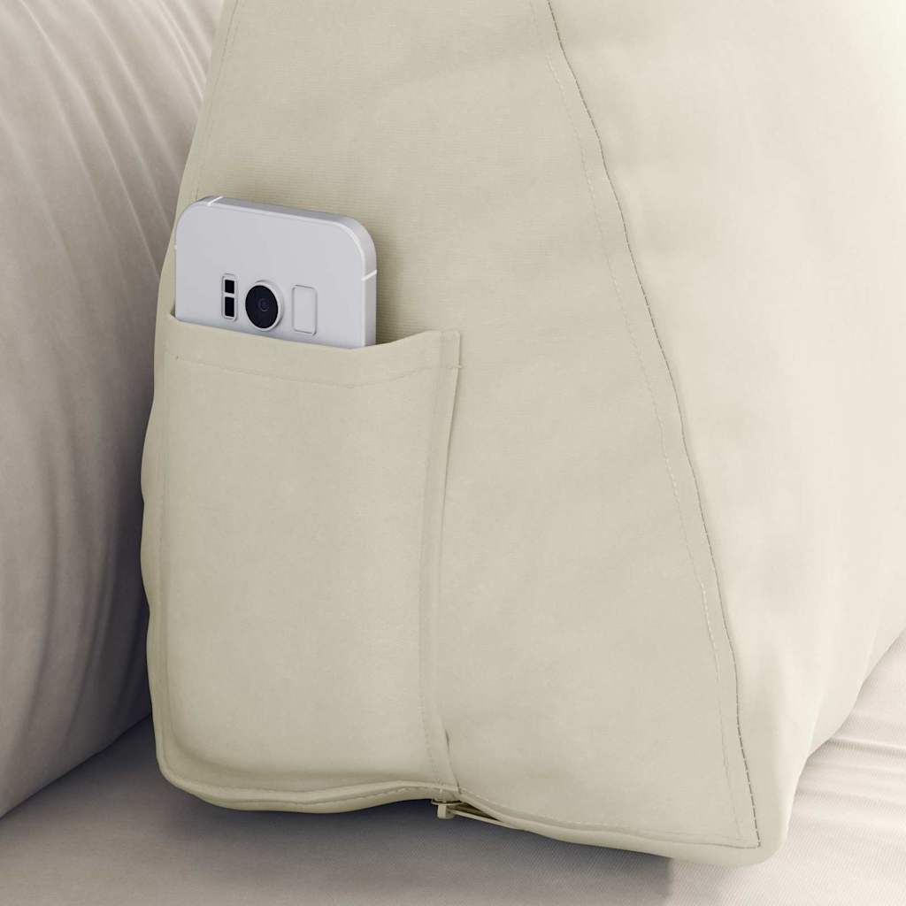 Hátpárna krém 60 x 20 x 50 cm bársonyos szövet