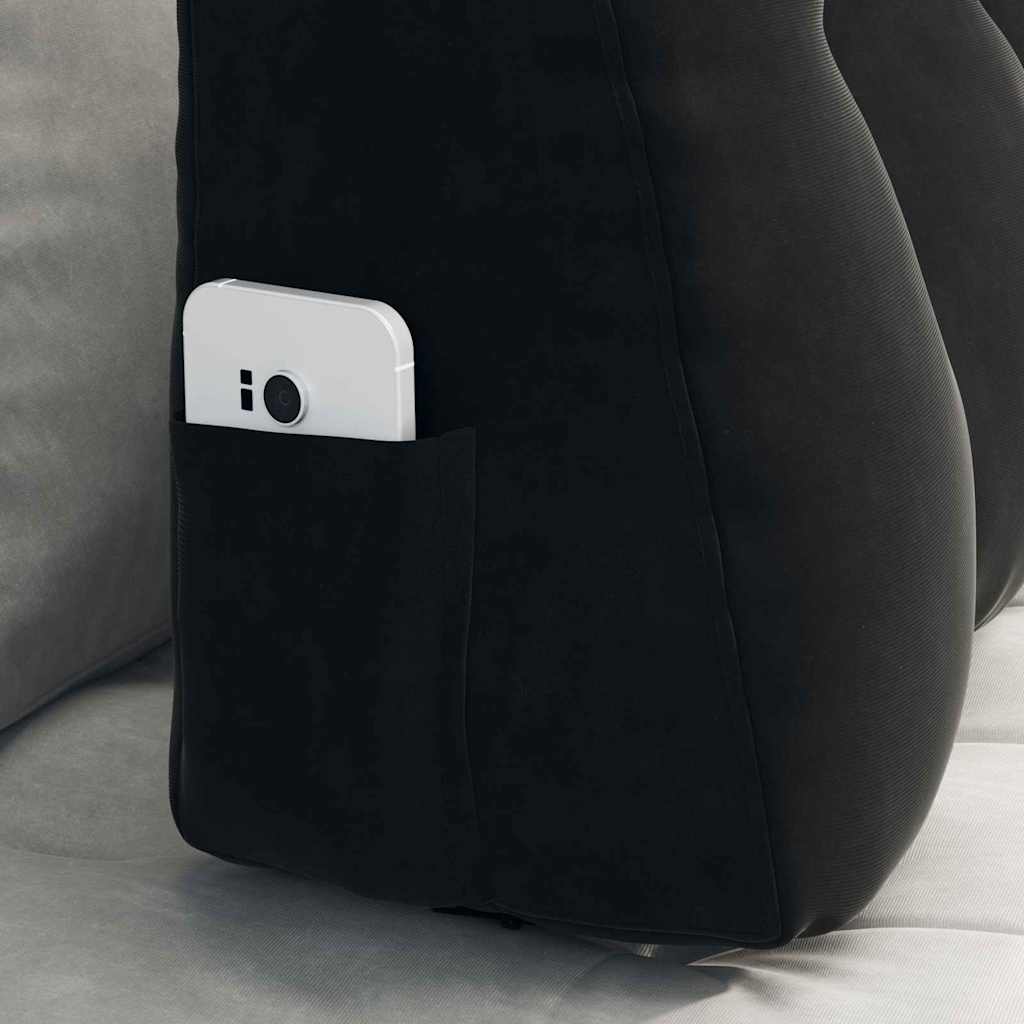 Hátpárna fekete 80 x 24 x 50 cm bársony