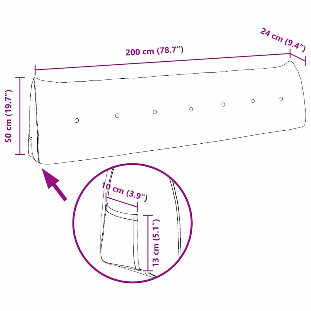 Hátpárna piros 200 x 24 x 50 cm szövet