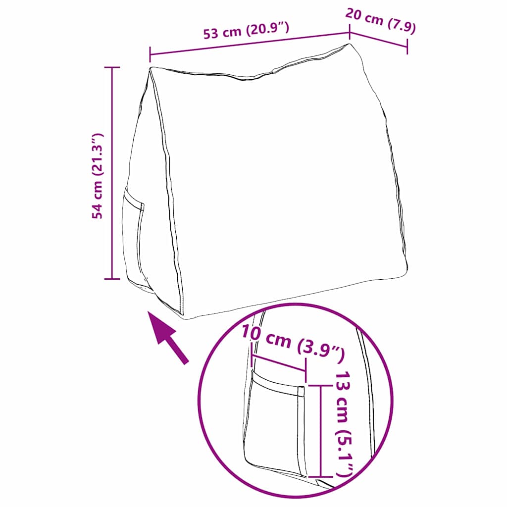 Hátpárna barna 45 x 20 x 35 cm bársonyos szövet