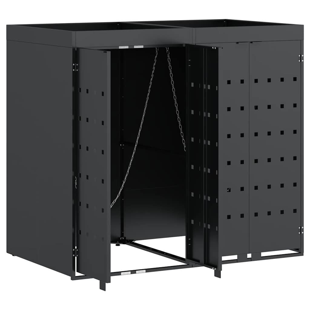 Gurulós kuka tároló 2 kukához antracit 136 x 77,5 x 121,5 cm