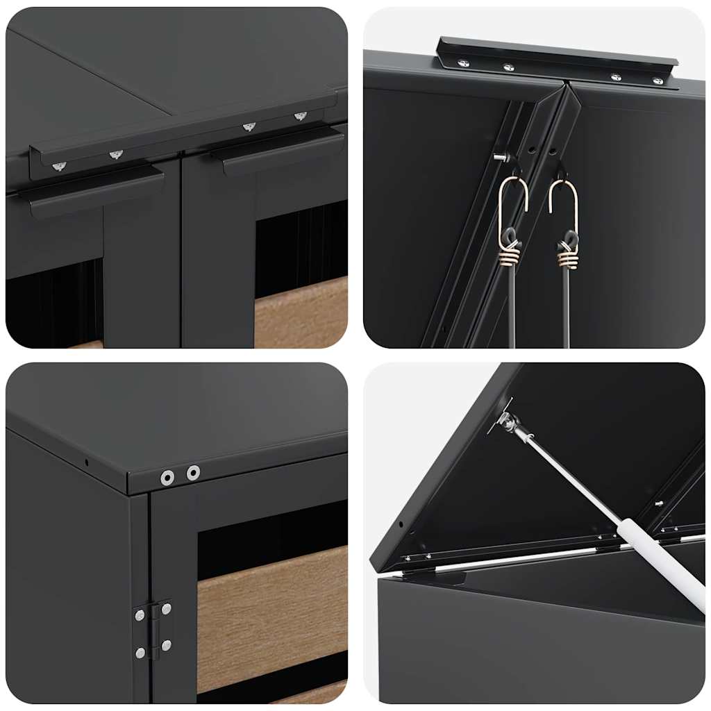 Gurulós kuka tároló 3 kukához antracit 340 x 77.5 x 115.5 cm