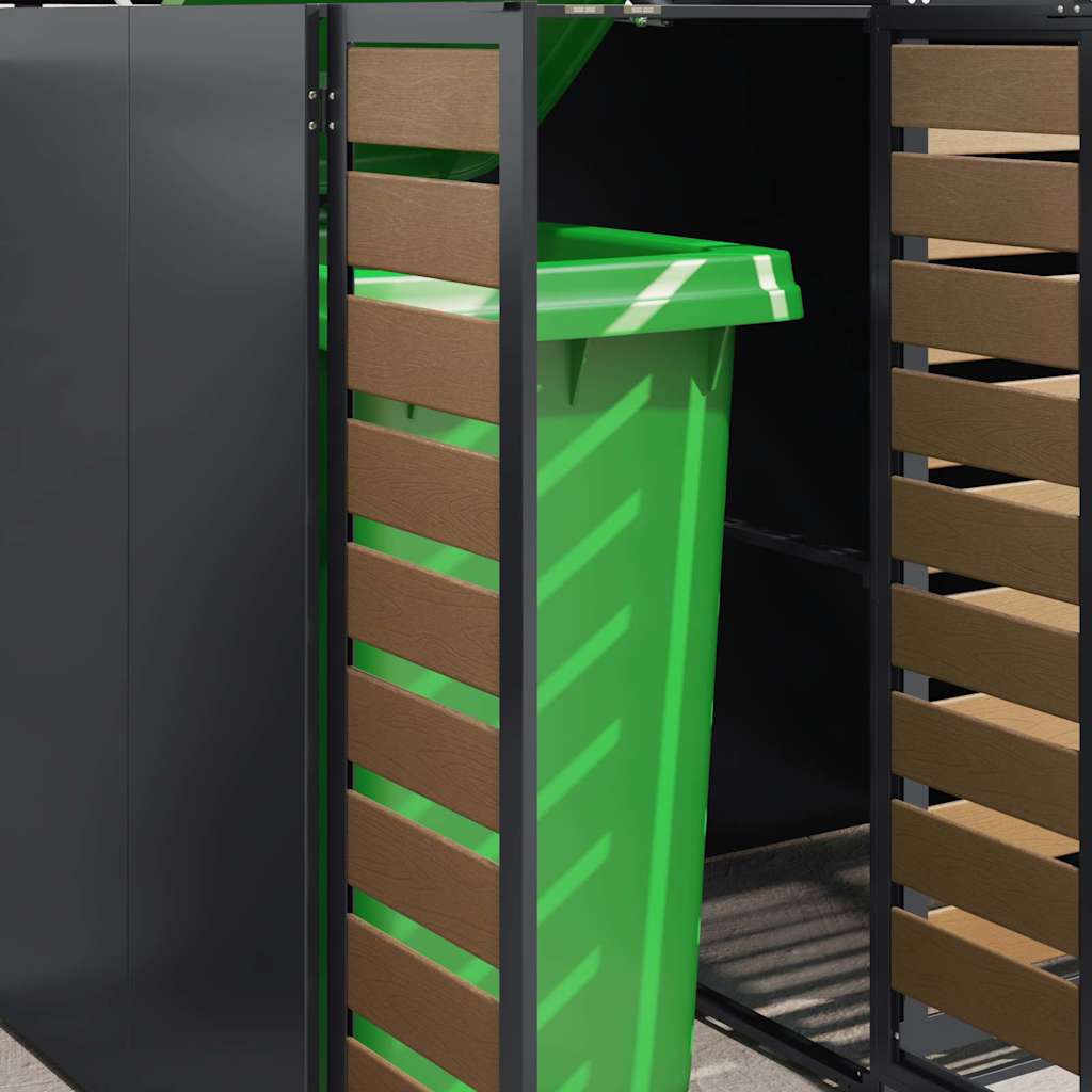 Gurulós kuka tároló 3 kukához antracit 340 x 77.5 x 115.5 cm