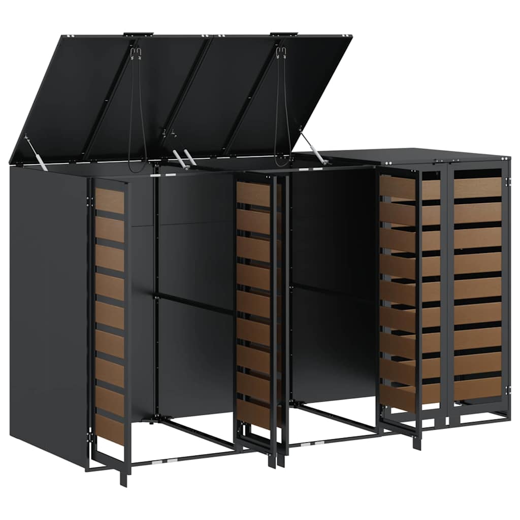 Gurulós kuka tároló 3 kukához antracit 340 x 77.5 x 115.5 cm