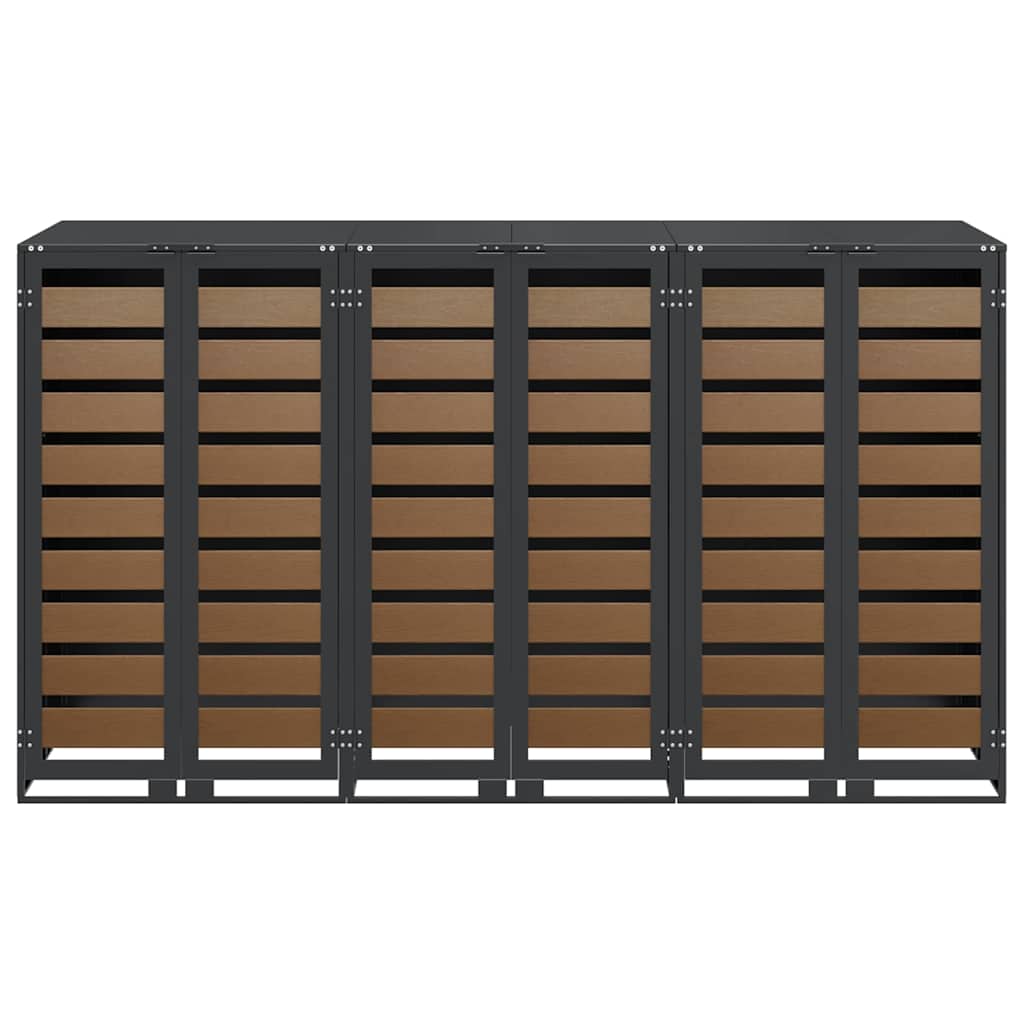 Gurulós kuka tároló 3 kukához antracit 340 x 77.5 x 115.5 cm