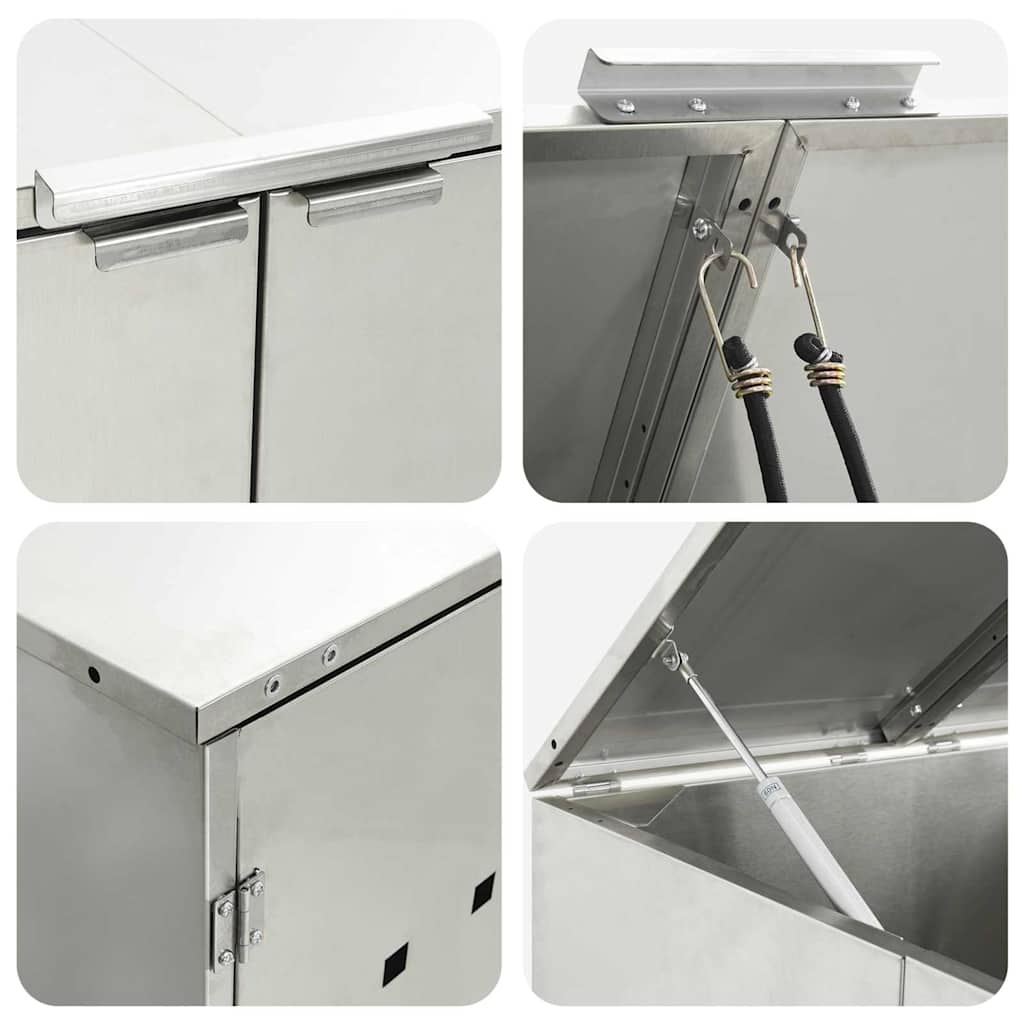 Gurulós kuka tároló 3 kukához ezüst 340 x 77.5 x 115.5 cm