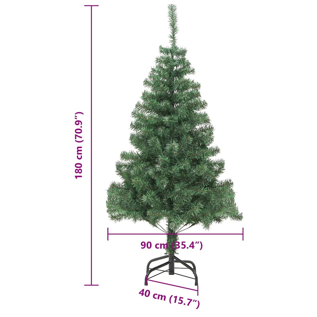 Mű karácsonyfa led -es lámpákkal zöld 180 x 40 cm pvc