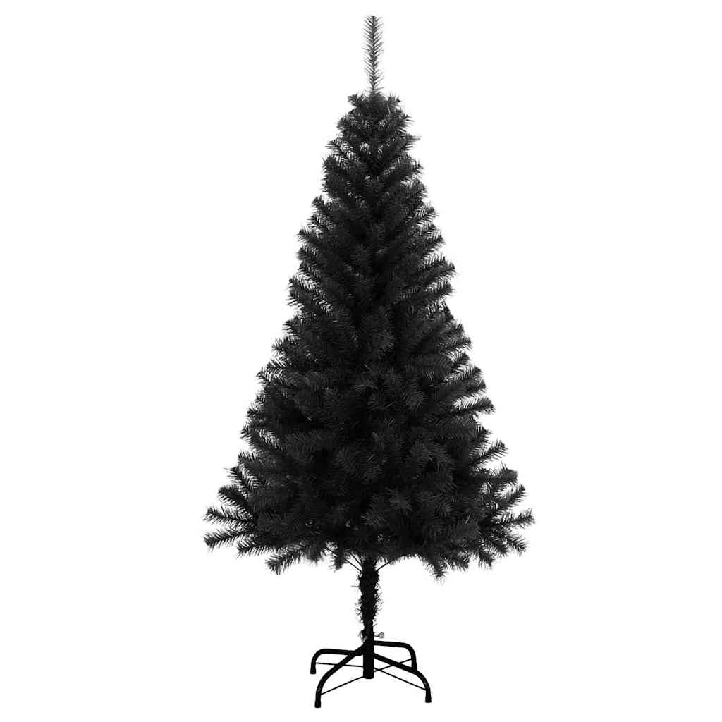 Karácsonyfa 150 led-del állvánnyal fekete 120 cm pvc
