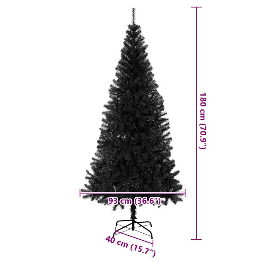Mű karácsonyfák led -es lámpákkal fekete 180 cm pvc