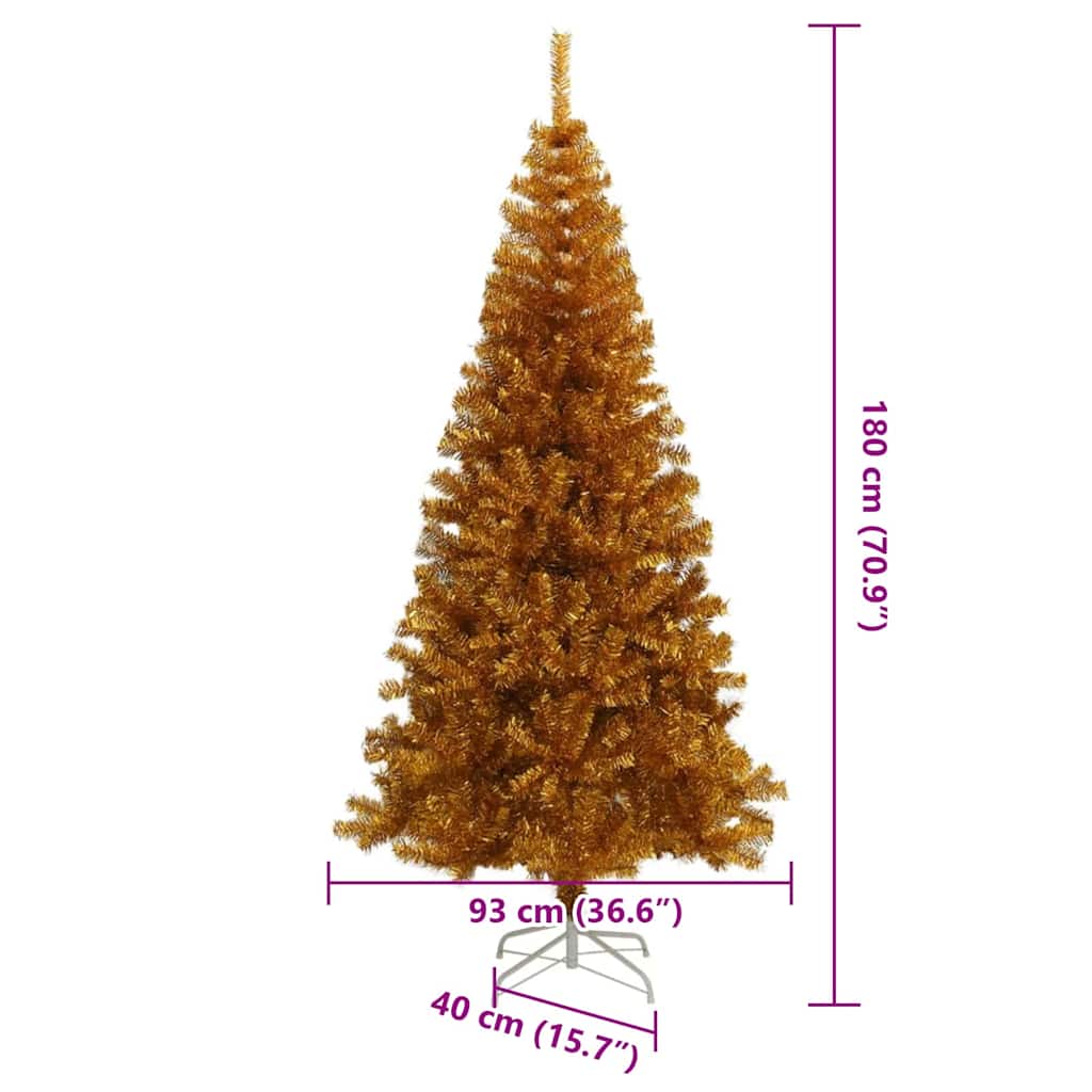 Mű karácsonyfák led -es lámpákkal arany 180 cm pet