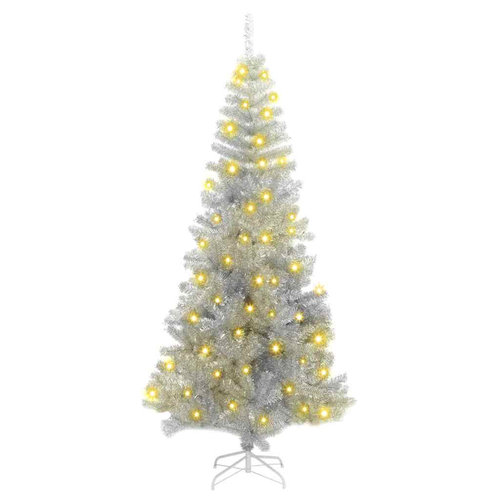 Mű karácsonyfák led -es lámpákkal ezüst 180 cm pet