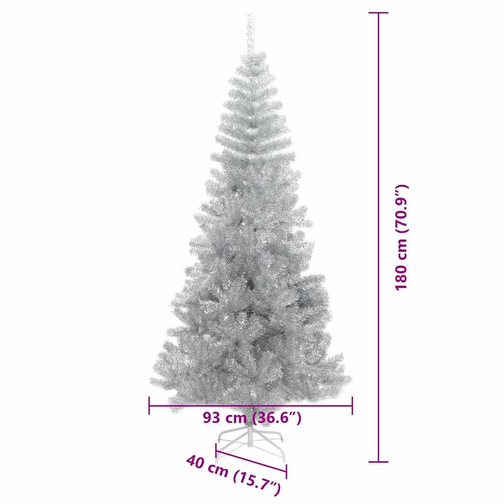 Mű karácsonyfák led -es lámpákkal ezüst 180 cm pet