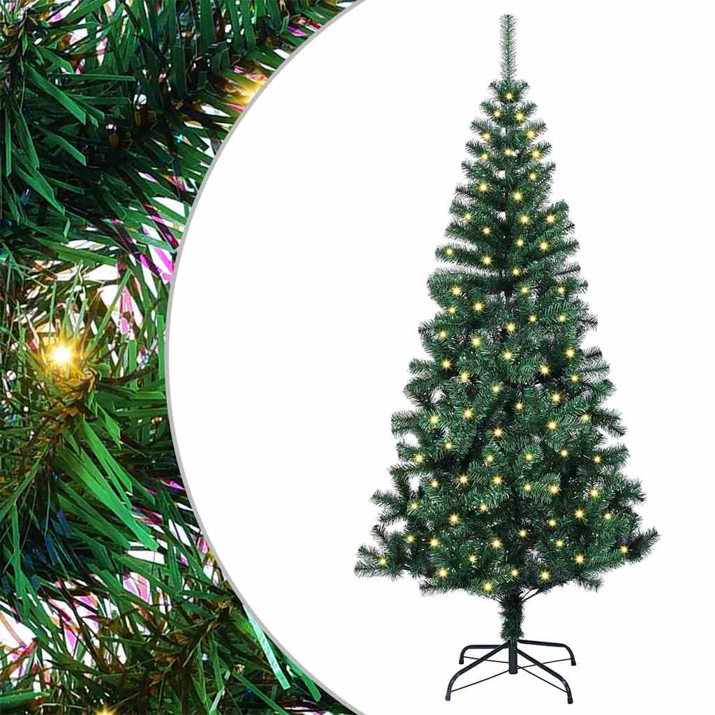 Műkarácsonyfa dekoratív vonós lámpákkal zöld 120cm pvc