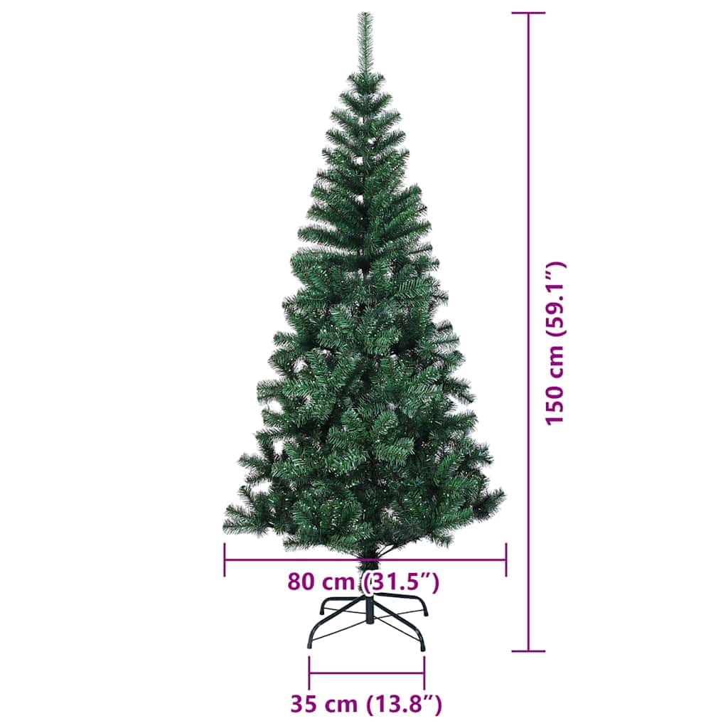 Mű karácsonyfa dekoratív vonós lámpákkal zöld 150 cm pvc