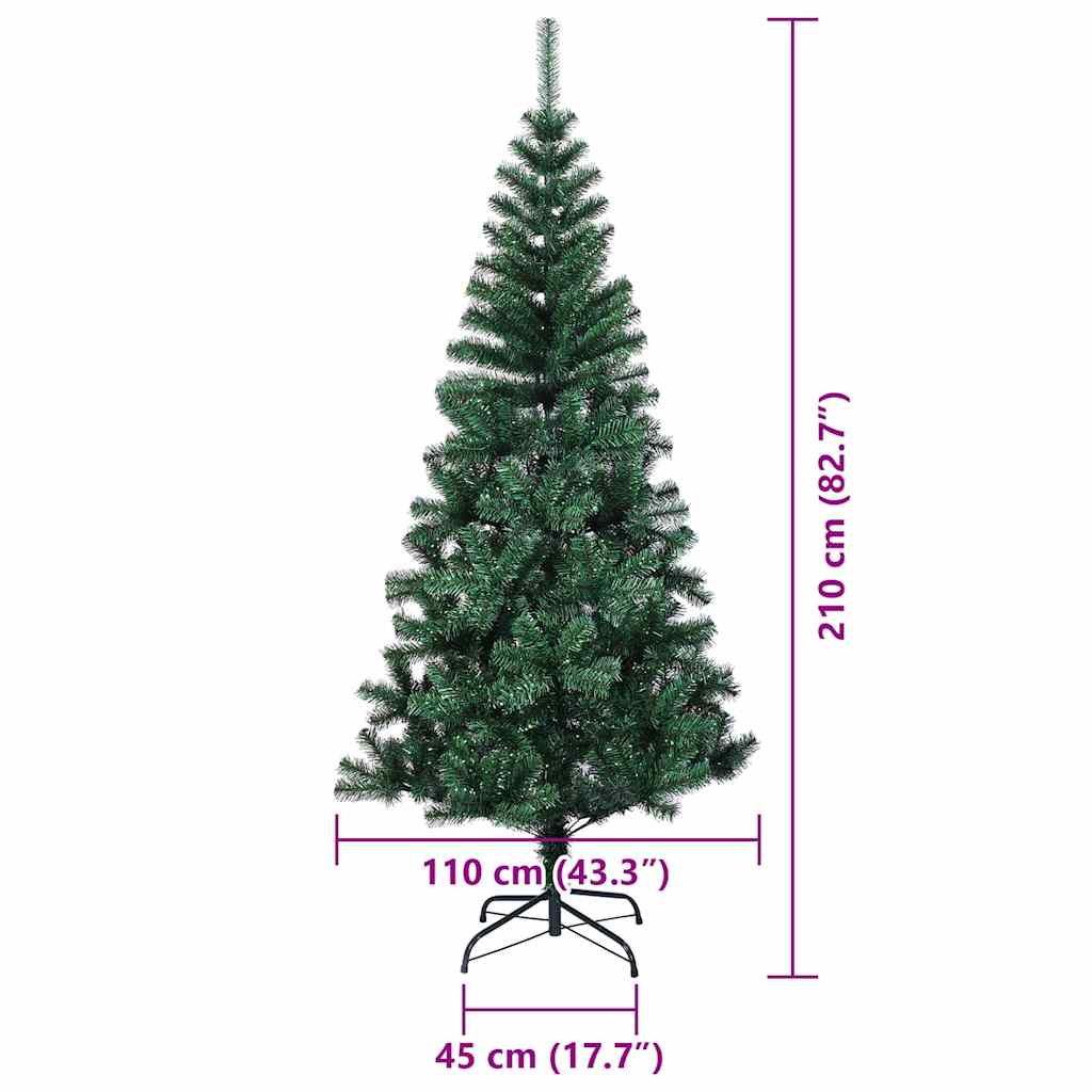 Műkarácsonyfa dekoratív vonós lámpákkal zöld 210cm pvc Műkarácsonyfa dekoratív vonós lámpákkal zöld 210cm pvc