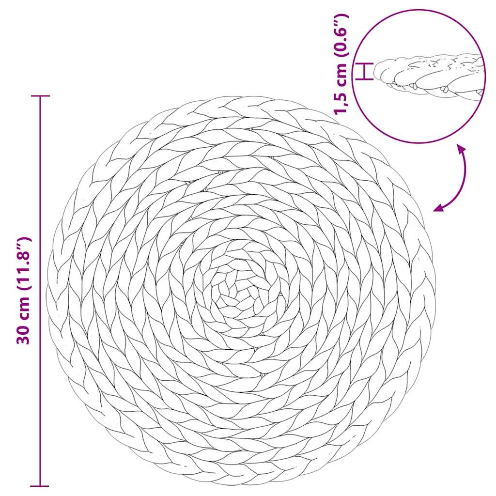 Kerek woven terítők 10 pcs természetes ø 30 cm vízi jácint