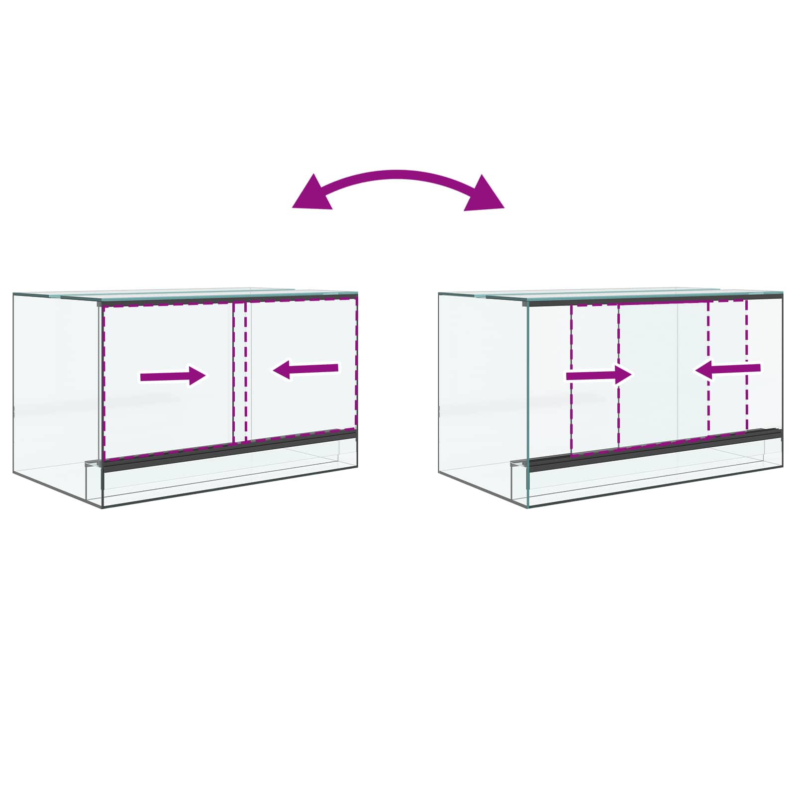 Hüllő és kétéltű élőhelyek tárolóval fehér 50 x 30 x 30 cm üveg