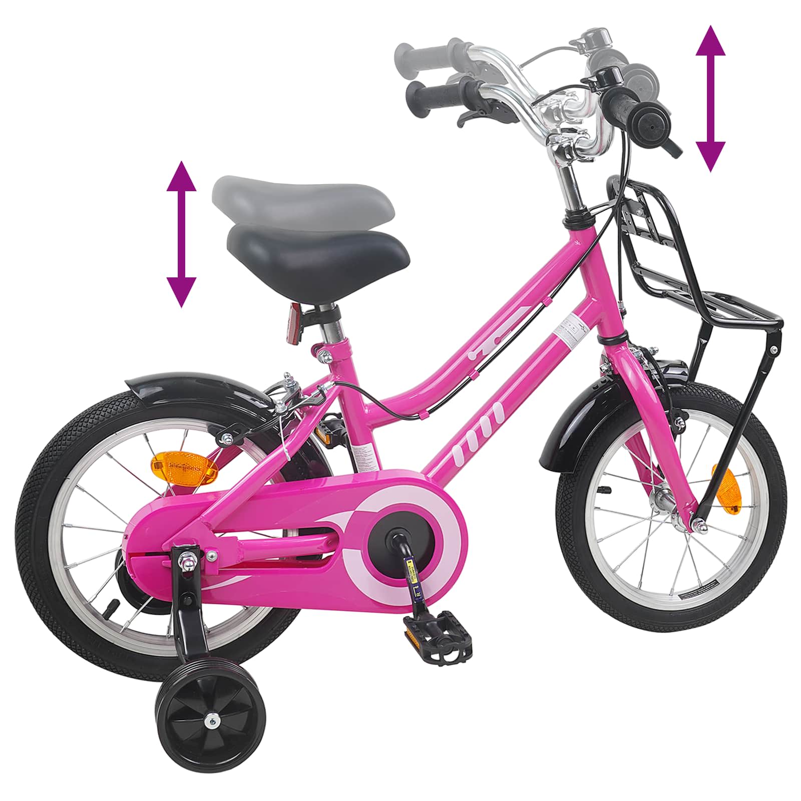 Gyerek bicikli 12 hüvelyk 2-4 éves korig rózsaszín és fekete